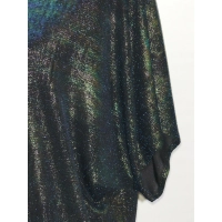 Wieczorowa tunika Oversize z błyszcząca nitką - czarny z zielonym